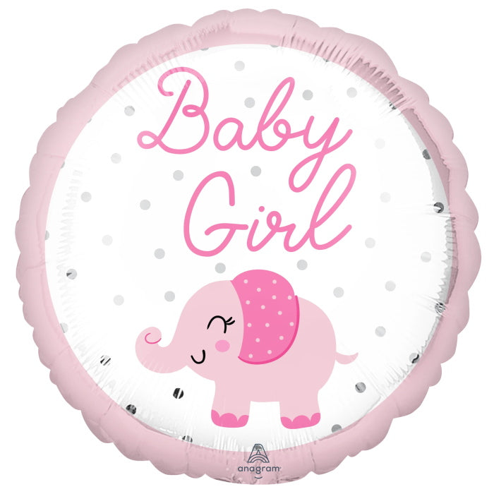 Elephant Baby Girl Foil Balloon 18 inches | Party Save Smile