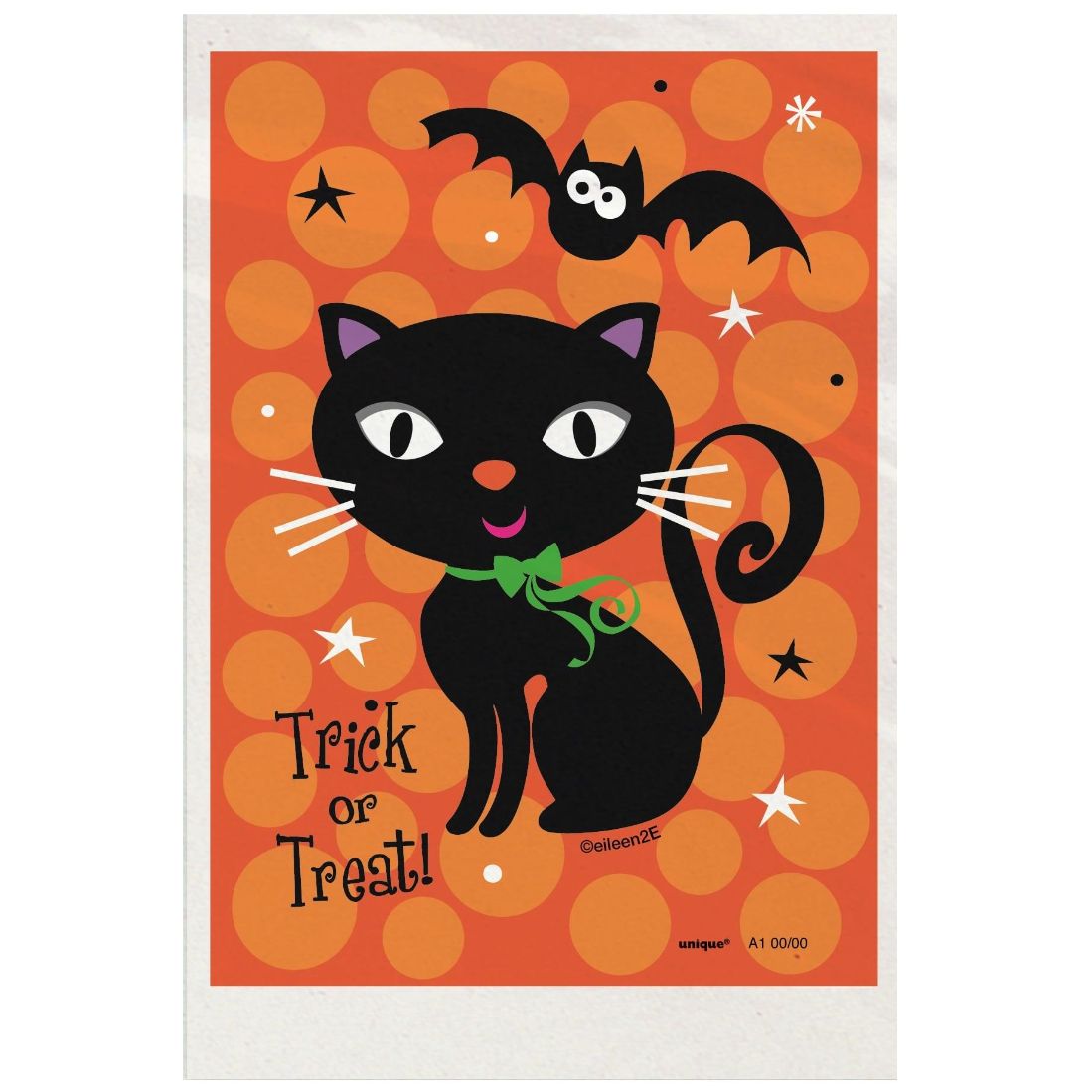 Trick or Treat Halloween Black Cat Favour Bags Pack of 50 | Party Save Smile