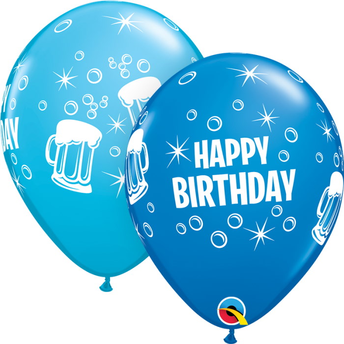Blue Happy Birthday Beer Mugs Party Latex Balloons | Party Save Smile