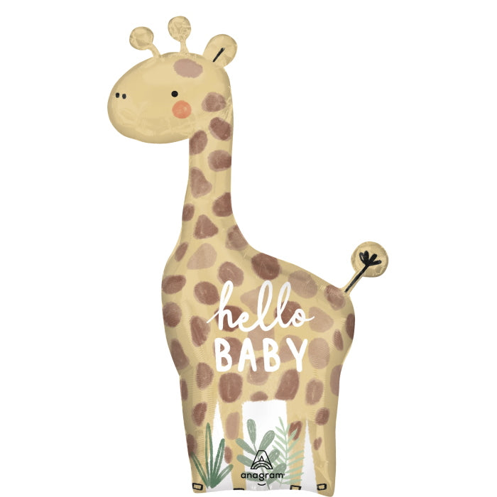 Giant Giraffe Hello Baby Foil Balloon 42 Inches | Party Save Smile