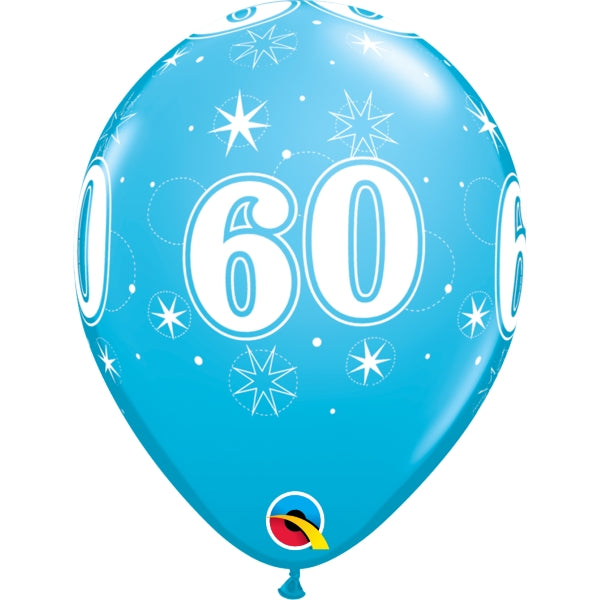 Blue 60th Birthday Latex Balloons 11 Inch