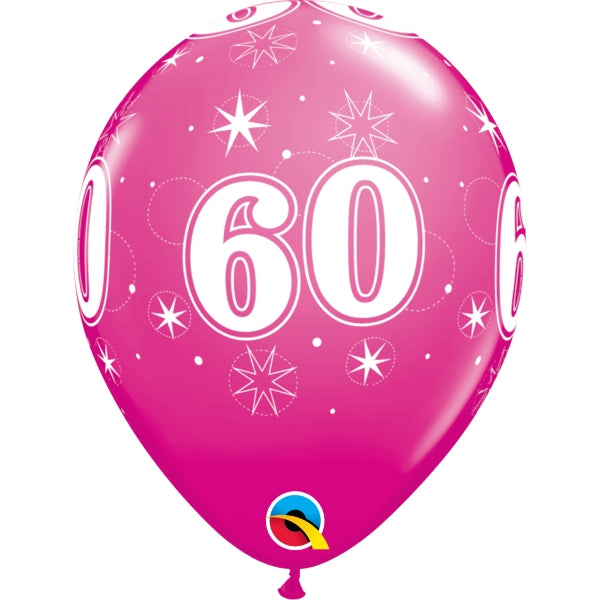 Pink 60th Birthday Latex Balloons 11 Inches