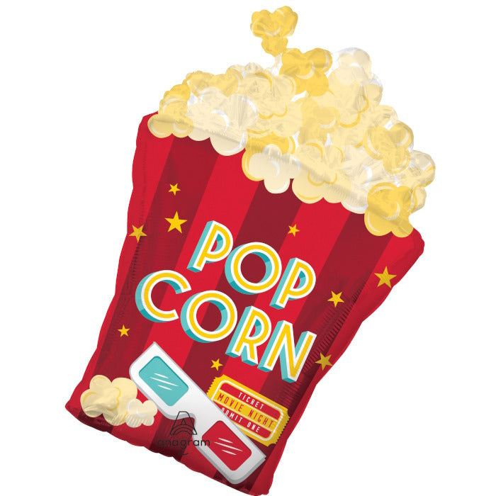 Popcorn Movie Night Foil Balloon 29 inches | Party Save Smile