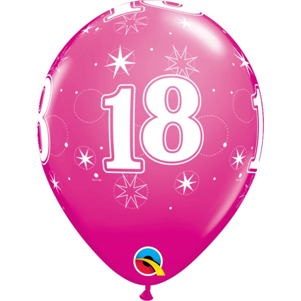 Pink Star 18th Birthday Latex Balloons 11 inches