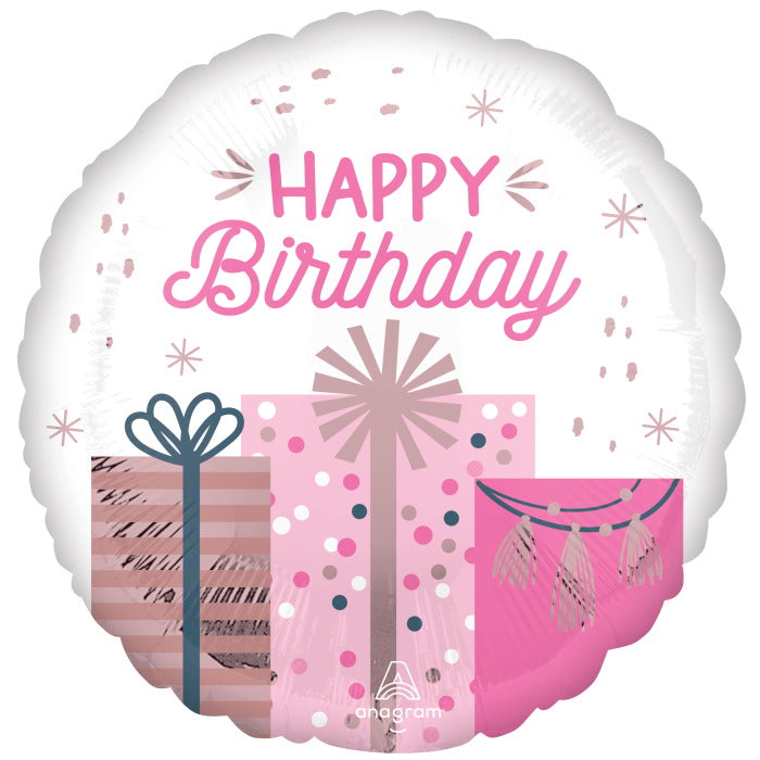 Pastel Presents Birthday Foil Balloon 18 Inches | Party Save Smile