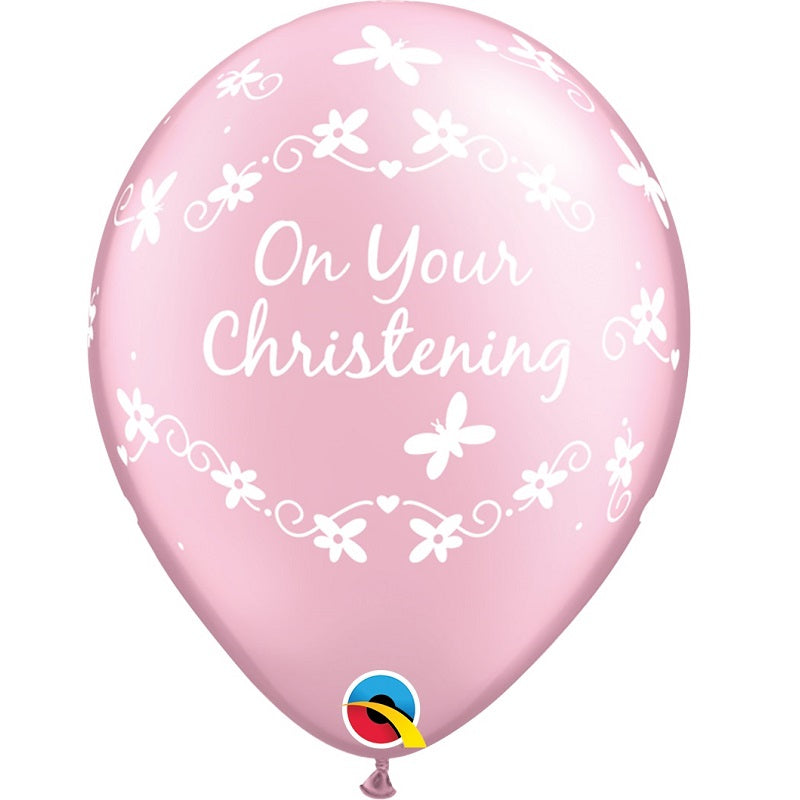 Pink Butterfly Christening Balloons - 11 inch