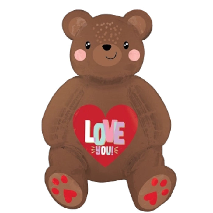 Satin Love Bear Sitting Foil Balloon - Air Fill | Party Save Smile
