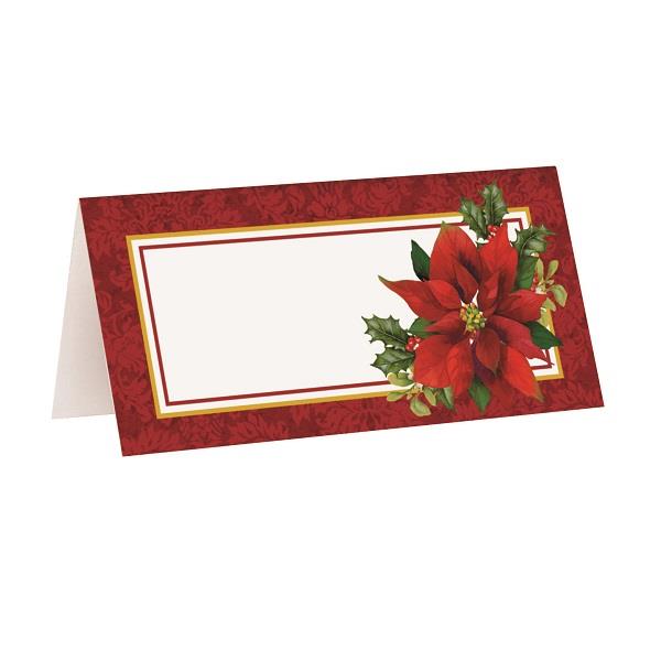 Holly Poinsettia Christmas Table Place Cards Pack of 16 | Party Save Smile