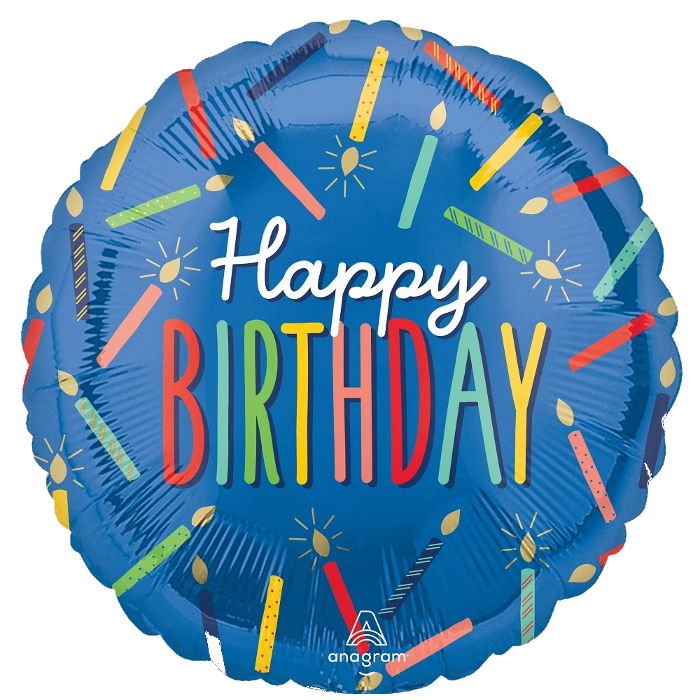 Blue Happy Birthday Candles Foil Balloon 18 Inch | Party Save Smile