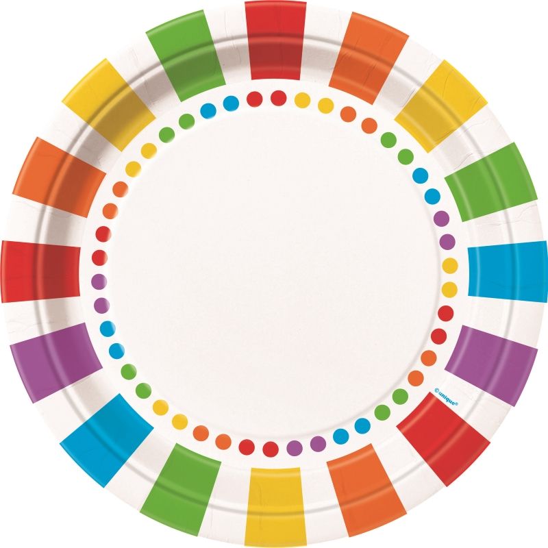 Rainbow Colourful 23cm Party Plates Pack of 8 | Party Save Smile