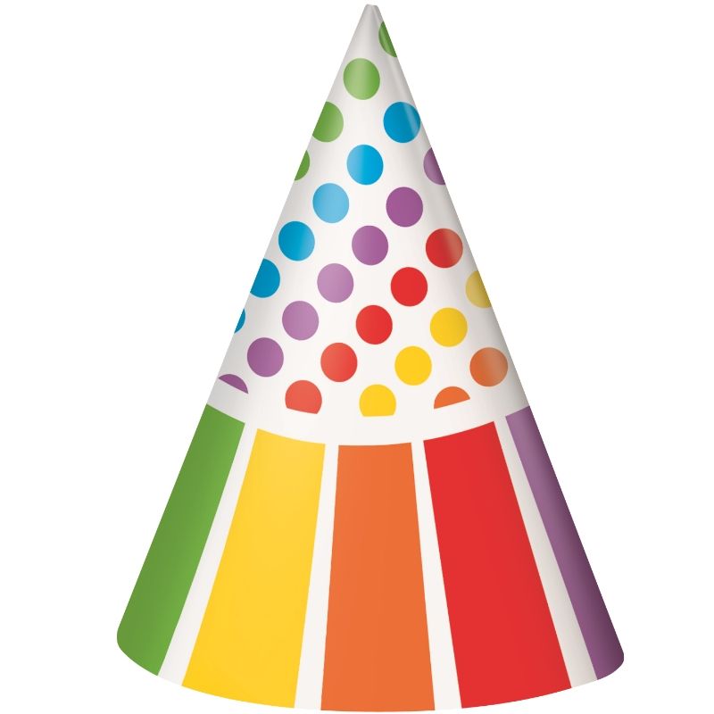 Rainbow Colourful Party Favour Hats Pack of 8 | Party Save Smile