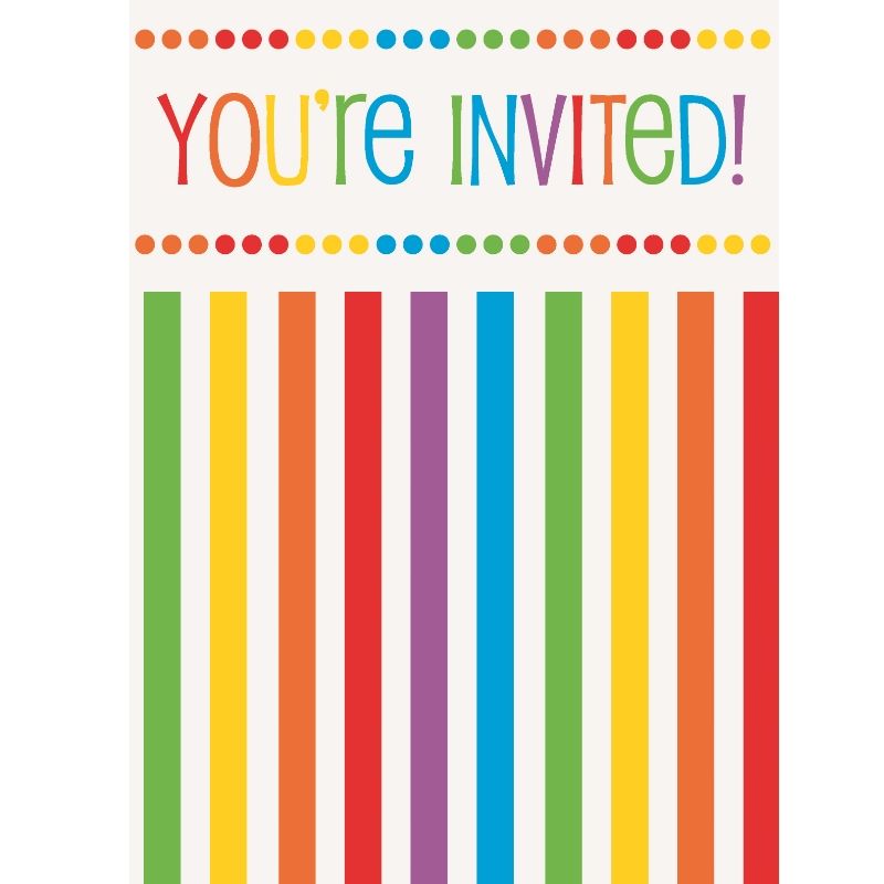 Rainbow Party Invitations Pack of 8 | Party Save Smile