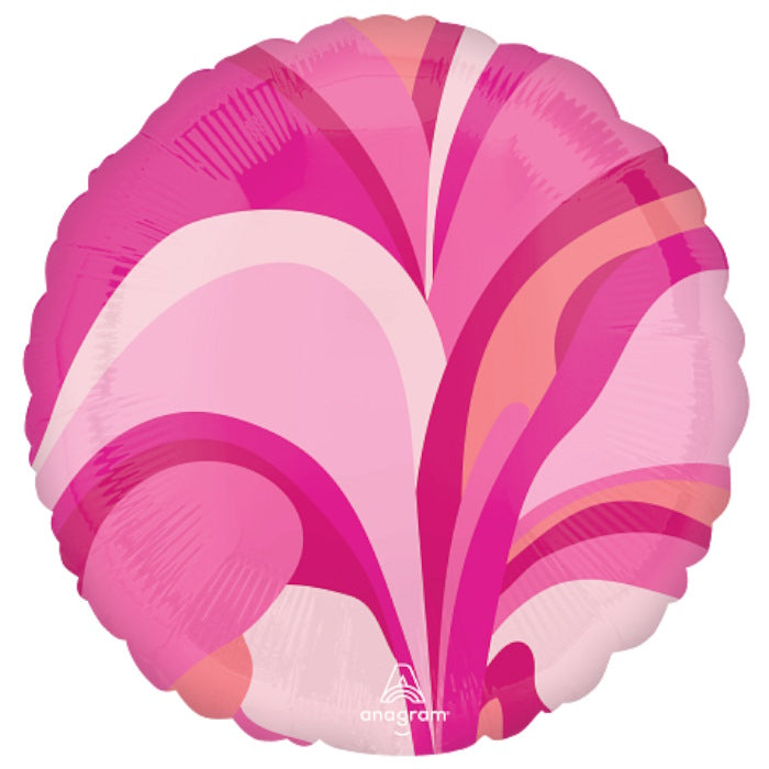 Pink Marble Round Foil Balloon 18 Inch | Party Save Smile