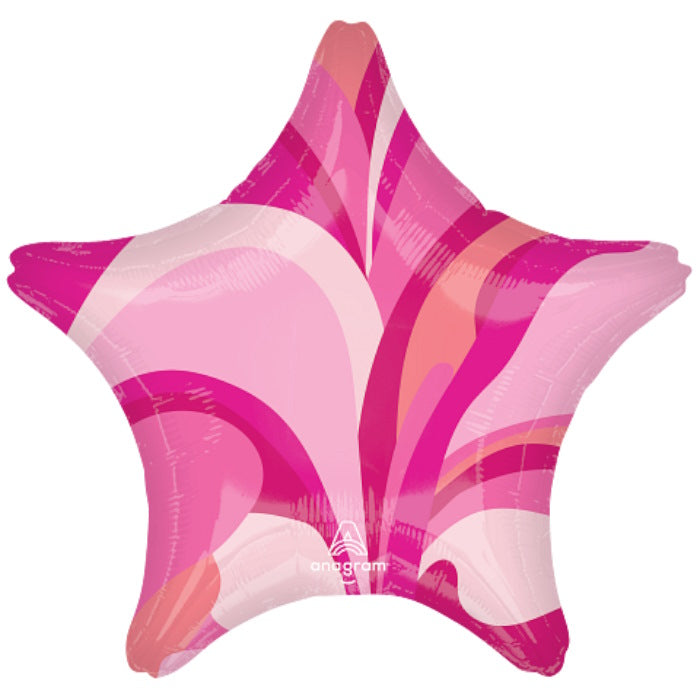 Pink Marble Star Foil Balloon 18 inches Anagram | Party Save Smile