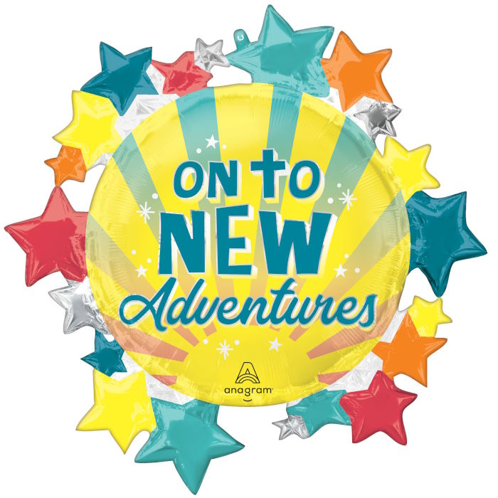 On To New Adventures Foil Balloon 30 inches | Party Save Smile