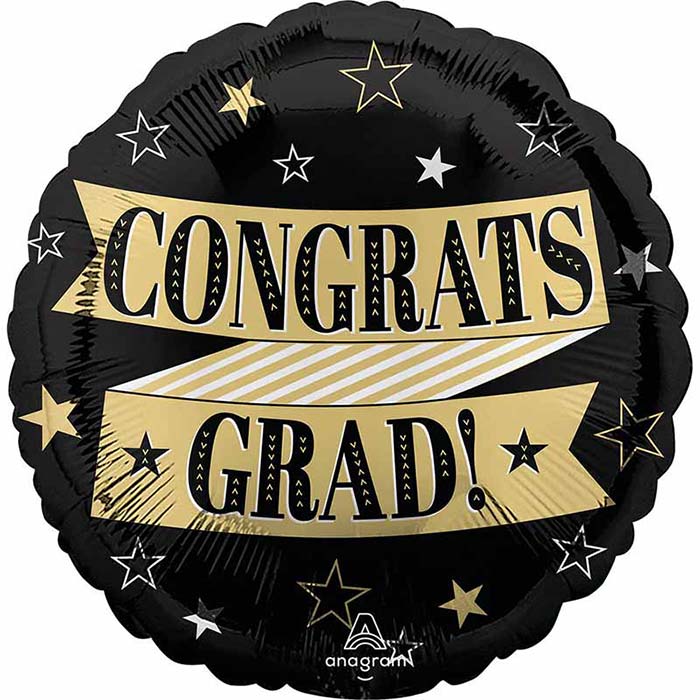 Black and Gold Graduation Foil Balloon 18 Inch | Party Save Smile