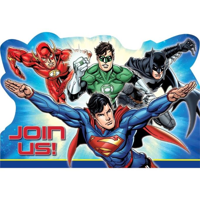 Justice League Party Invitations Pack of 8 Invites | Party Save Smile