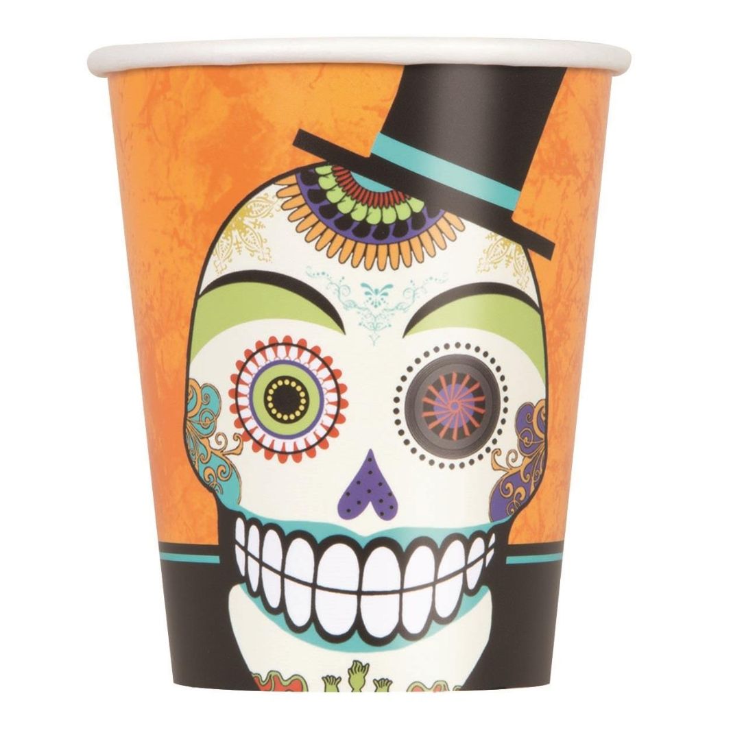 Day of the Dead Paper Cups Pack of 8 | Party Save Smile