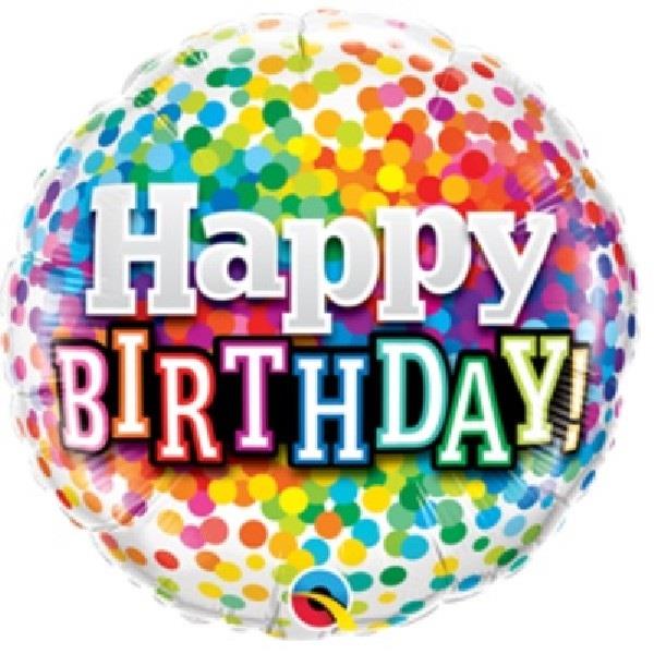 Rainbow Confetti Happy Birthday Foil Balloon 18 Inches | Party Save Smile