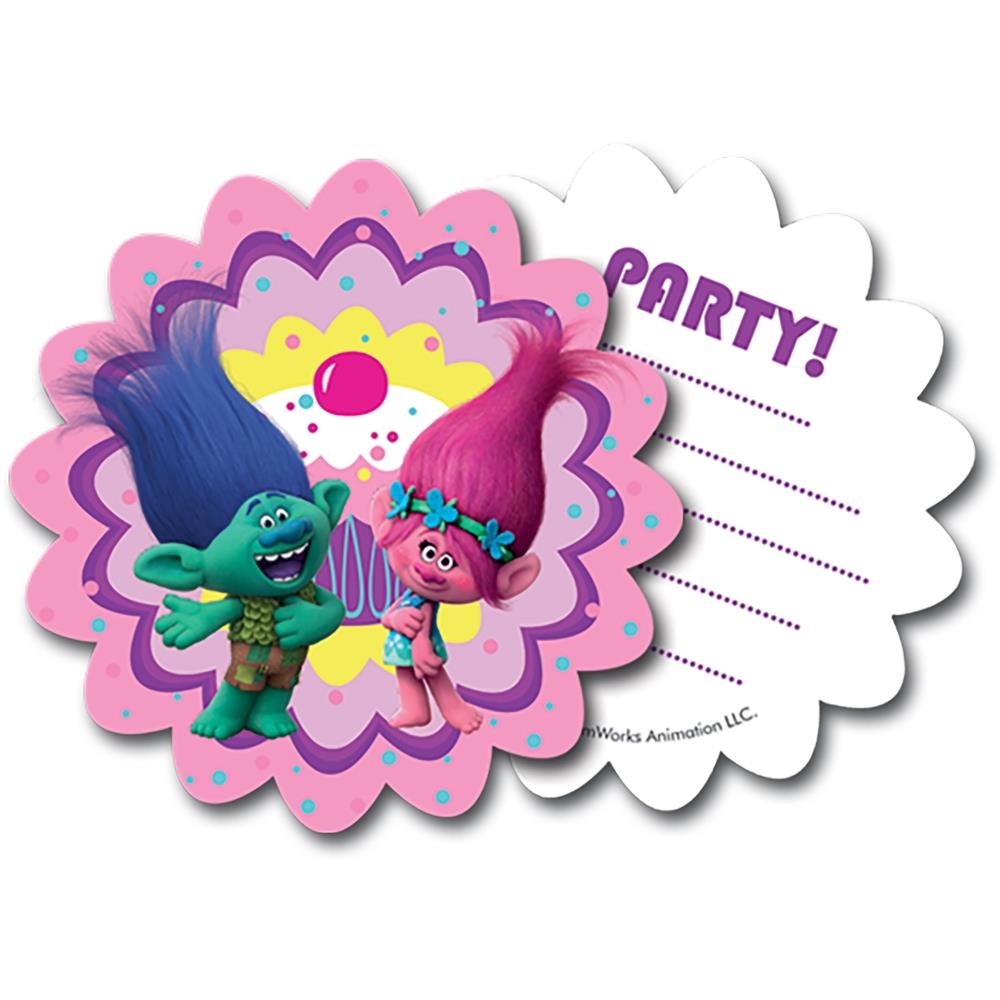 Trolls Party Invitations Pack of 6 Invites | Party Save Smile