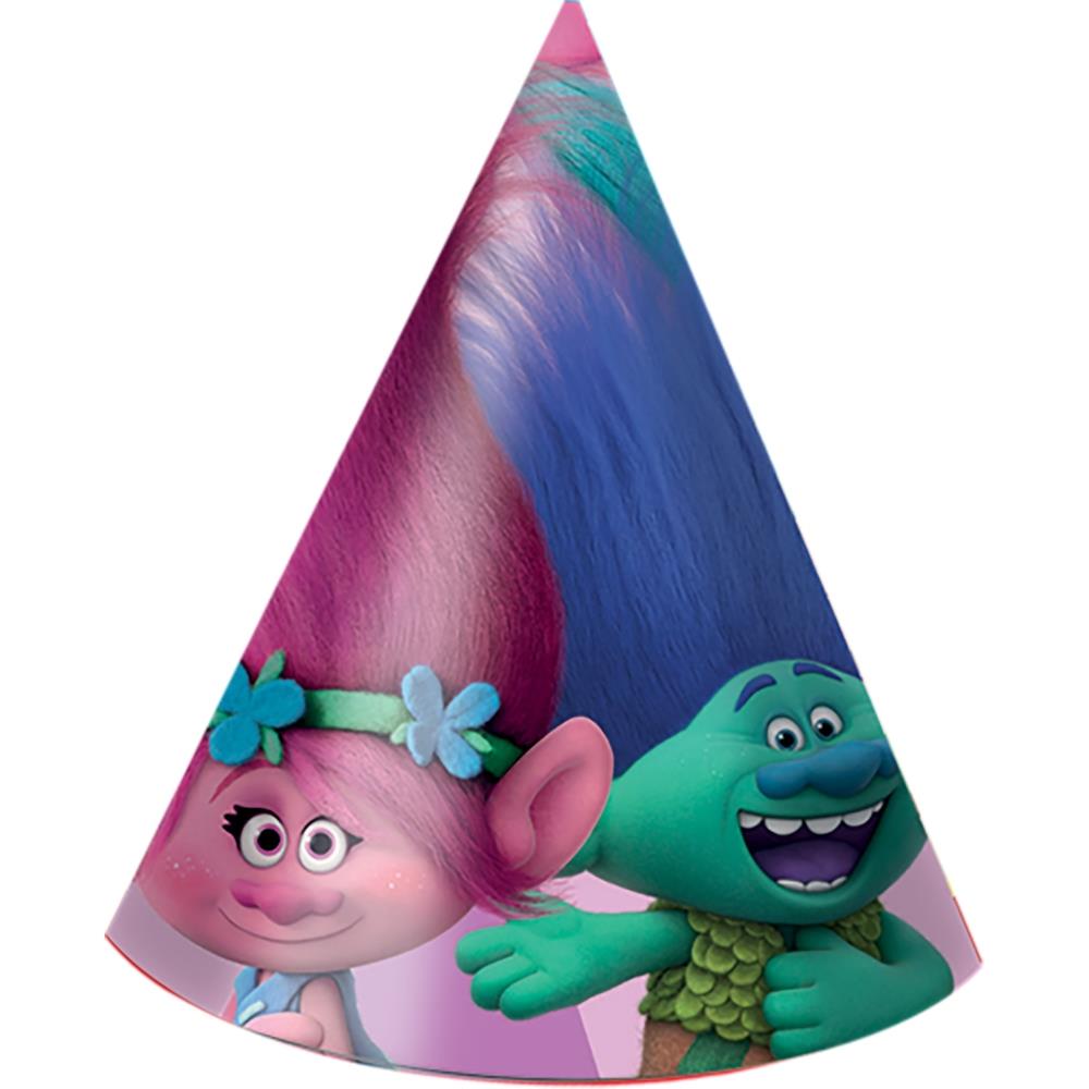 Trolls Card Party Hats Pack of 6 | Party Save Smile