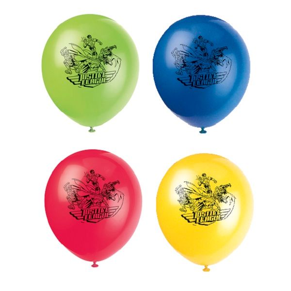 Justice League Latex Balloons Pack of 8 | Party Save Smile
