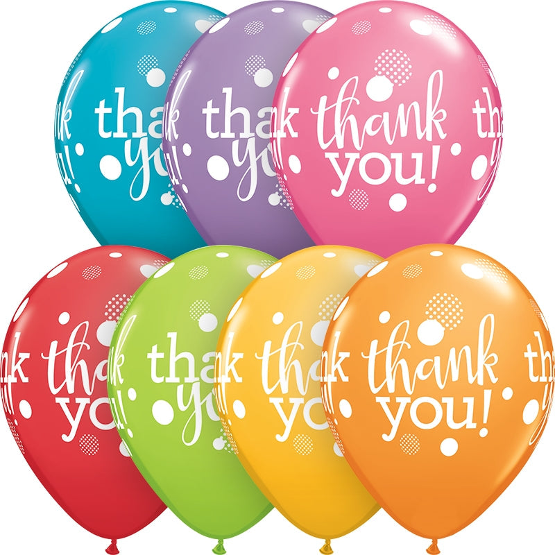 Thank You Dots Latex Balloons 11 Inch Qualatex | Party Save Smile