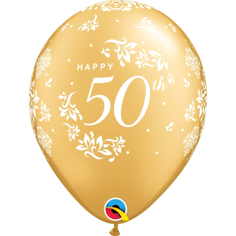 50th Anniversary Latex Balloons 11 inch Qualatex
