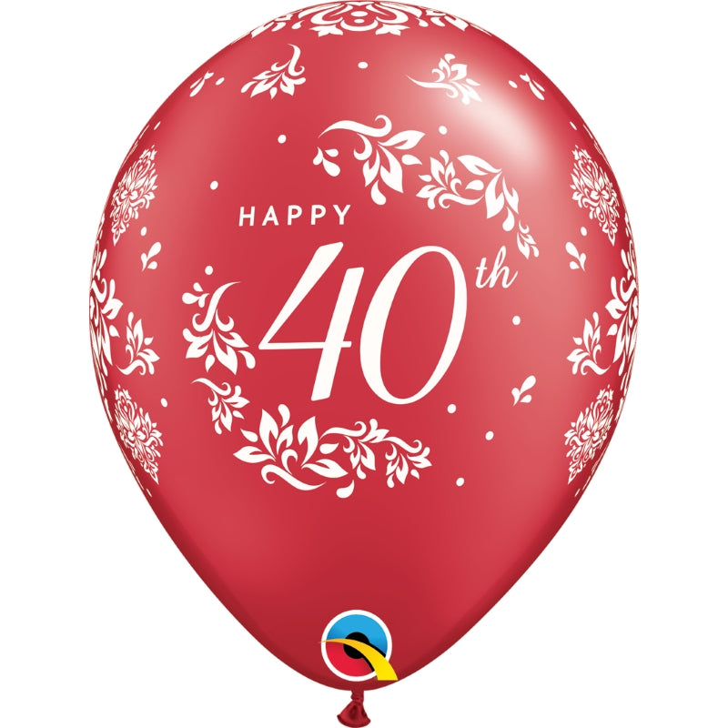 Red 40 Anniversary Latex Balloons 11 inch Qualatex