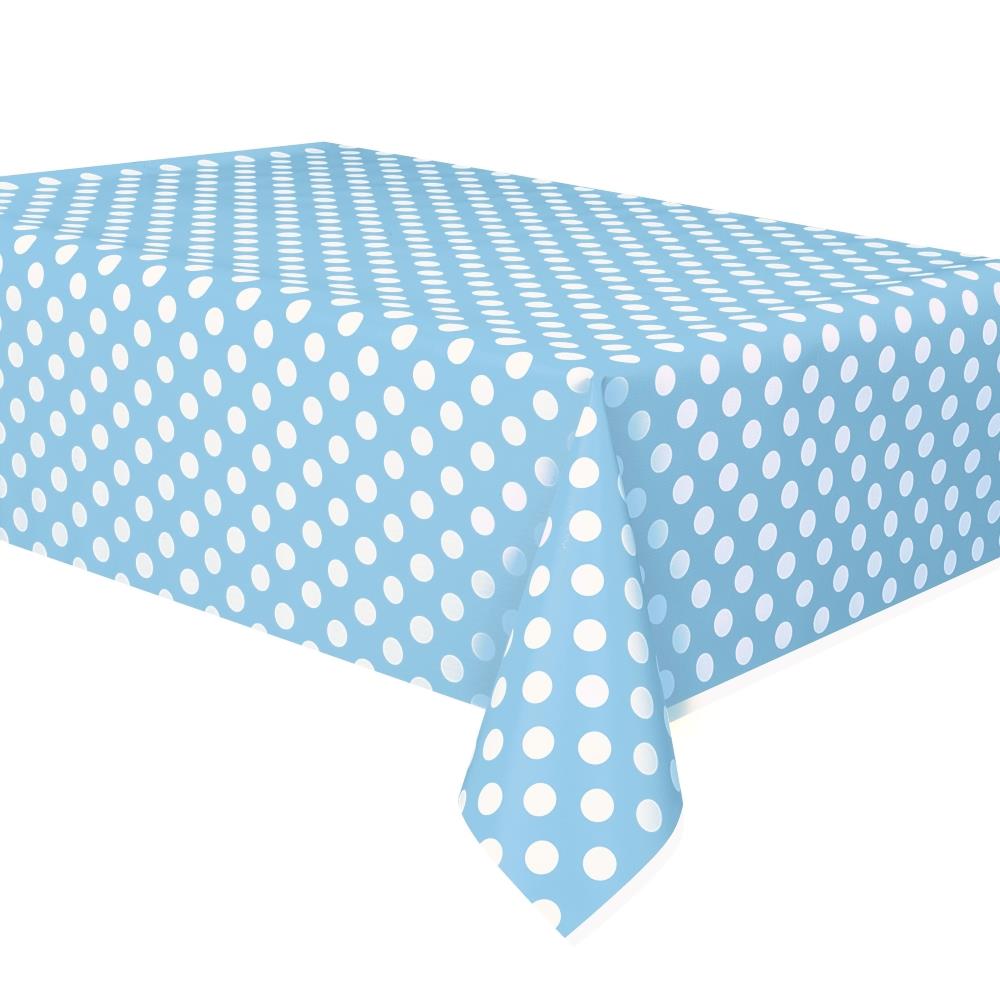 Light Blue and White Polka Dot Tablecloth | Party Save Smile