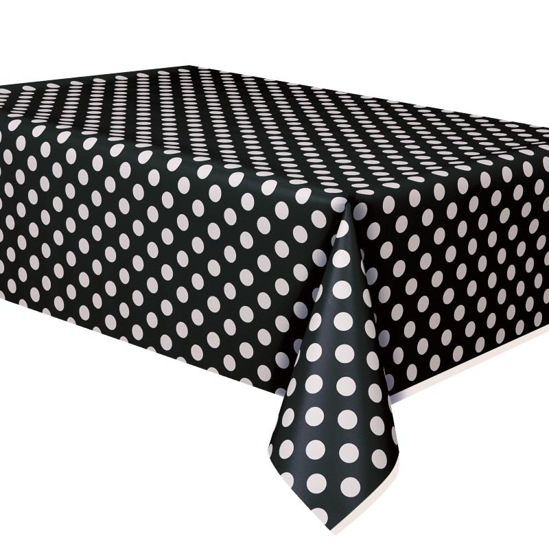 Black Polka Dot Party Tablecover Tablecloth 138 x 274cm | Party Save Smile