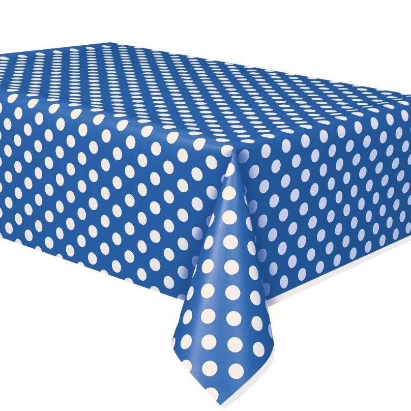 Royal Blue Polka Dot Tablecloth 138 x 274cm | Party Save Smile