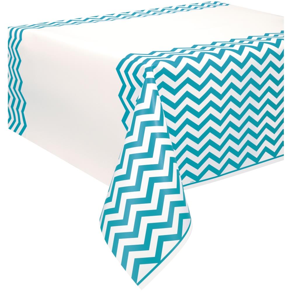 Teal Blue Chevron Party Tablecover Tablecloth 138 x 274cm | Party Save Smile