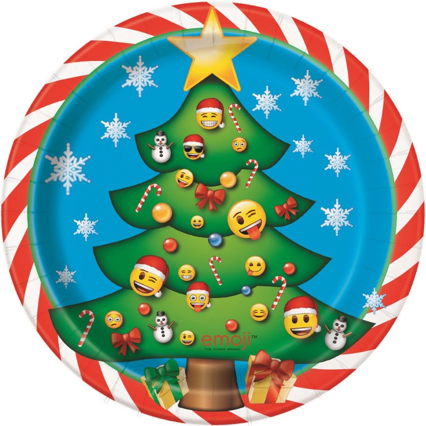 Emoji Icon Xmas Christmas Party Cake Dessert Plates Pack of 8 | Party Save Smile