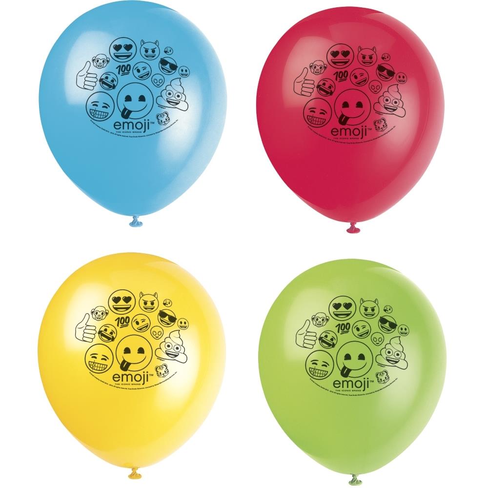 Multicoloured Emoji Balloons Latex Pack of 8 | Party Save Smile