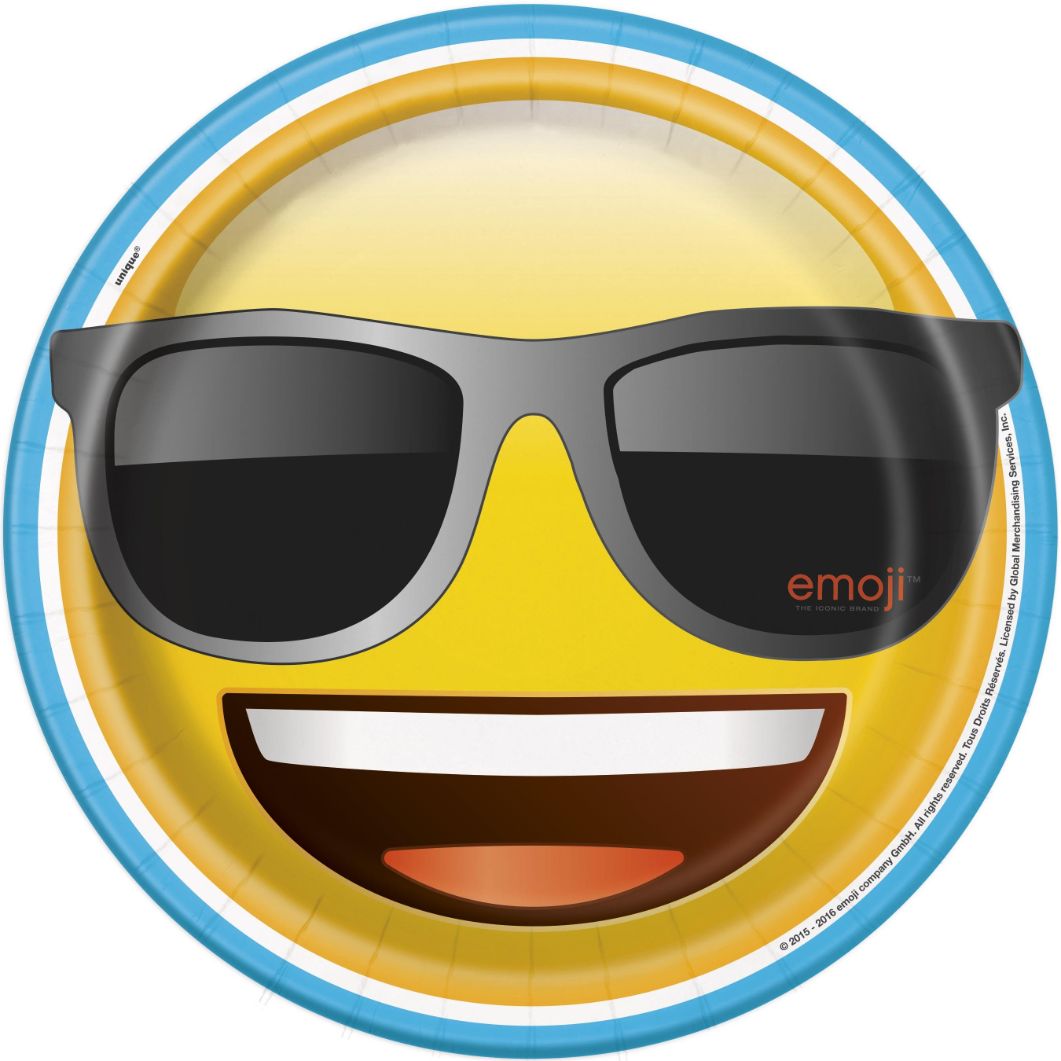 Emoji Sunglasses Paper Plates Pack of 8 | Party Save Smile