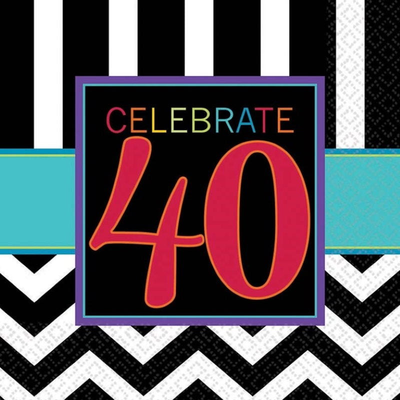 Chevron 40th Birthday Party Napkins Pack of 16 Serviettes | Party Save Smile