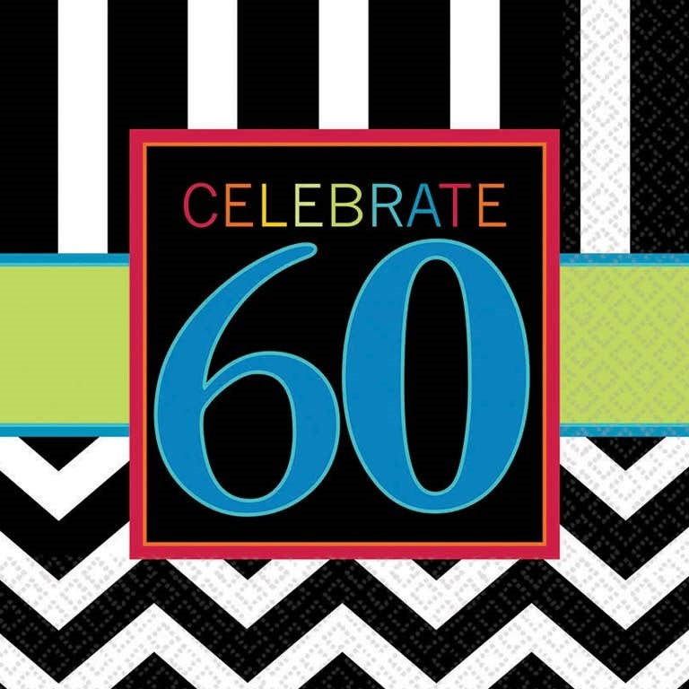 Chevron 60th Birthday Party Napkins Pack of 16 Serviettes | Party Save Smile