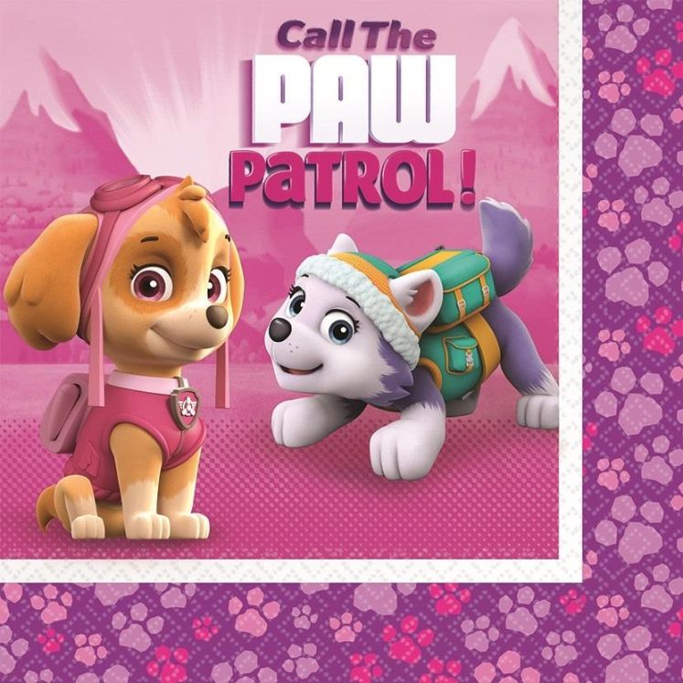Pink Paw Patrol Napkins Pack of 16 | Party Save Smile