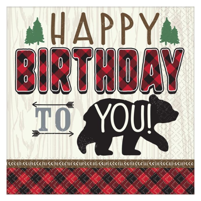 Little Lumberjack Bear Party Napkins Pack of 16 Serviettes | Party Save Smile