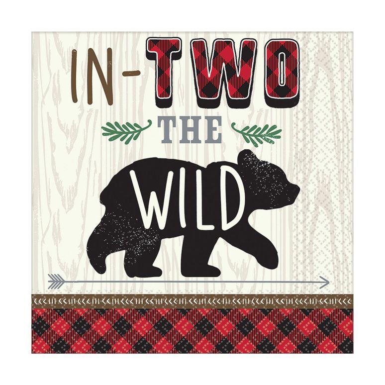 Little Lumberjack Bear In Two the Wild Napkins Pack of 16 | Party Save Smile