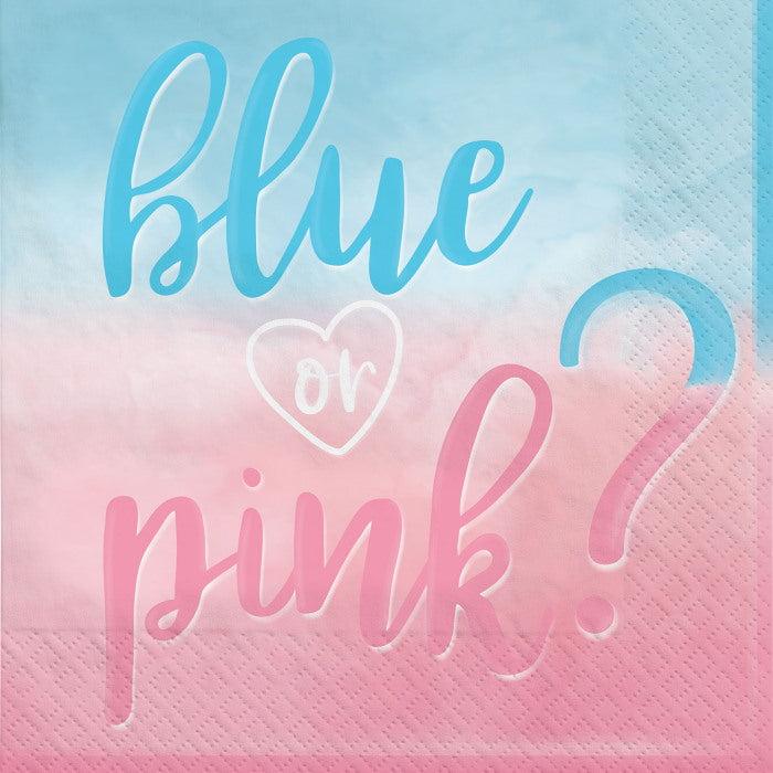 Blue and Pink Gender Reveal Napkins Pack of 16 | Party Save Smile