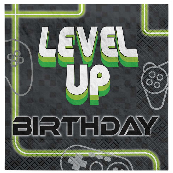Level Up Gaming Napkins Pack of 16 | Party Save Smile