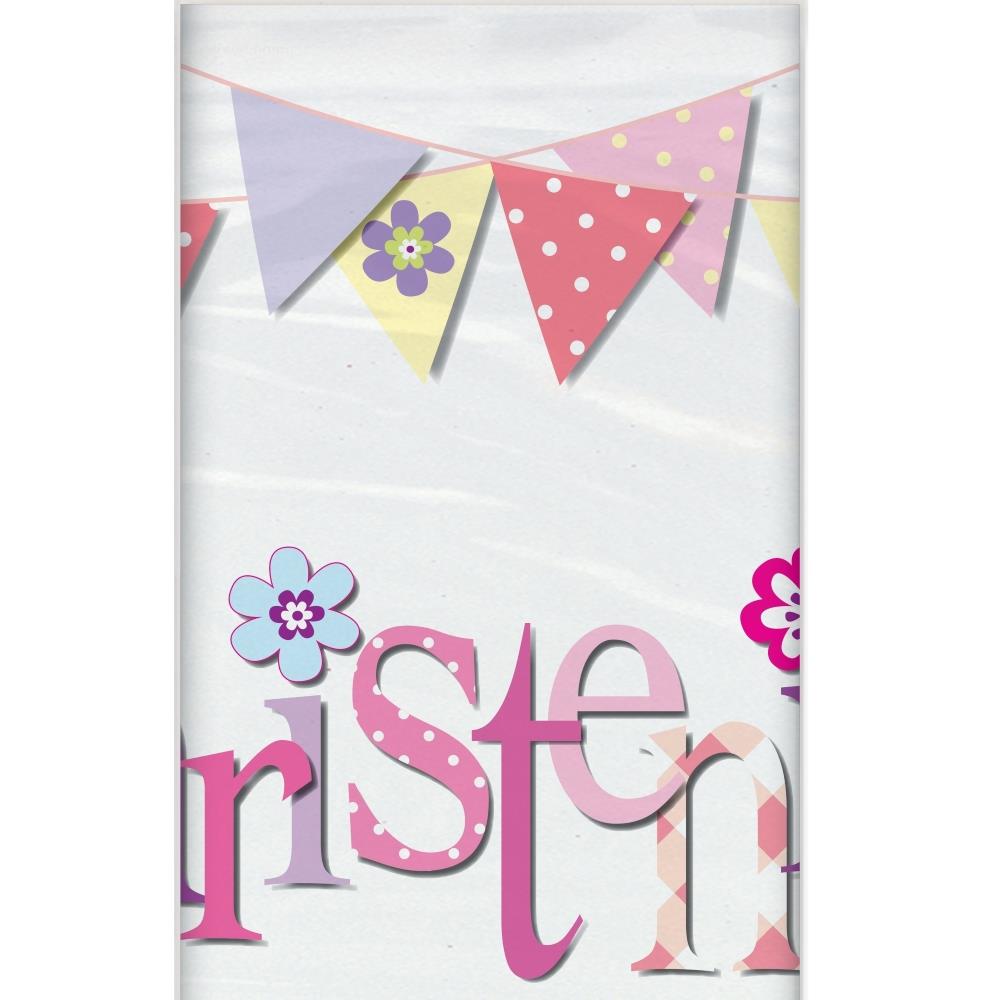 Pink Bunting Christening Party Pack: Tableware & Decoration Kit