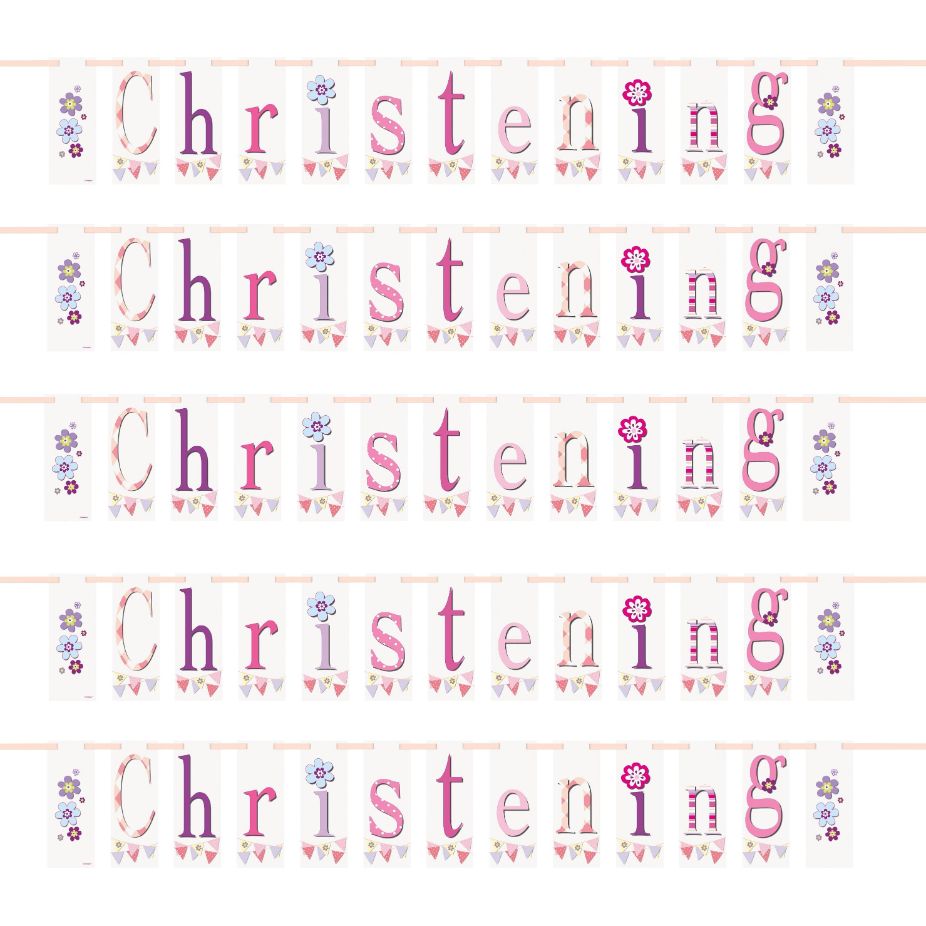 Pink Bunting Christening Flag Banner Bunting 2.1 Metres | Party Save Smile