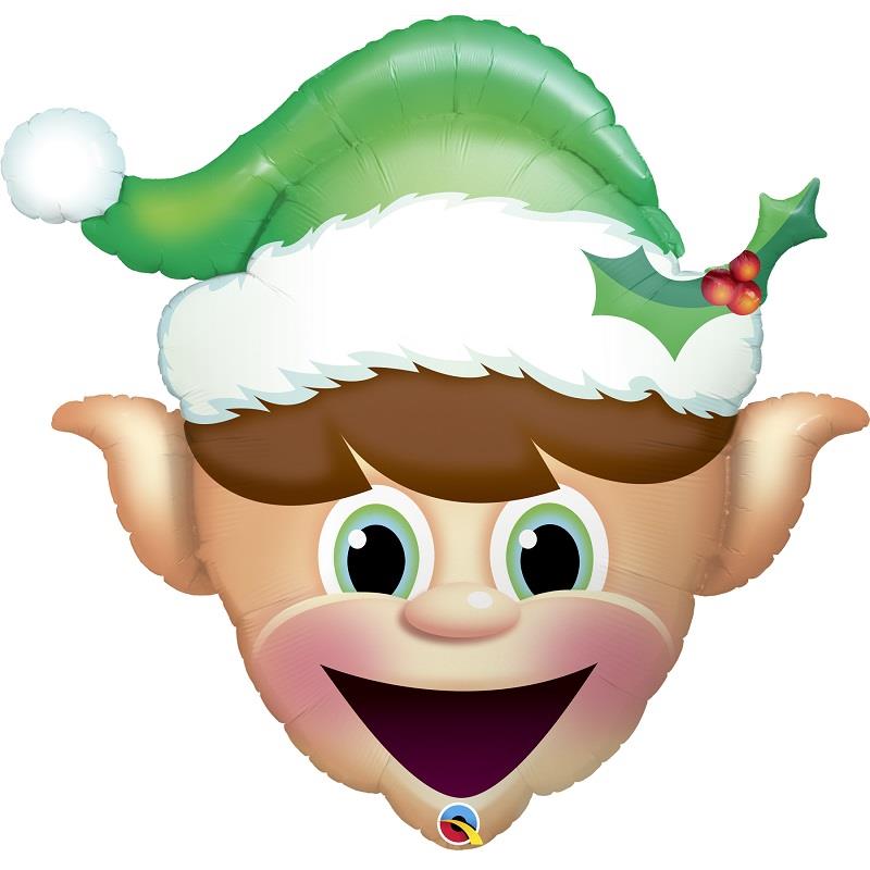 Elf Head Christmas Foil Balloon 35 Inches | Party Save Smile