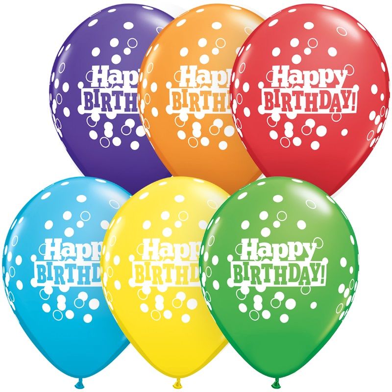 Confetti Happy Birthday Latex Balloons 5 inch Qualatex | Party Save Smile