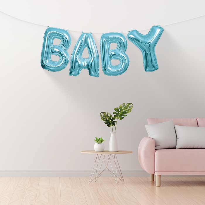 Blue Baby Letter Balloon Banner 2.7 Metres | Party Save Smile