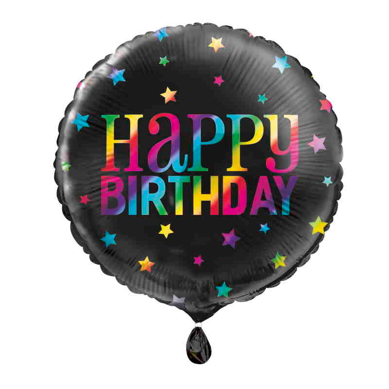 Black Rainbow Birthday Foil Balloon 18 Inches | Party Save Smile