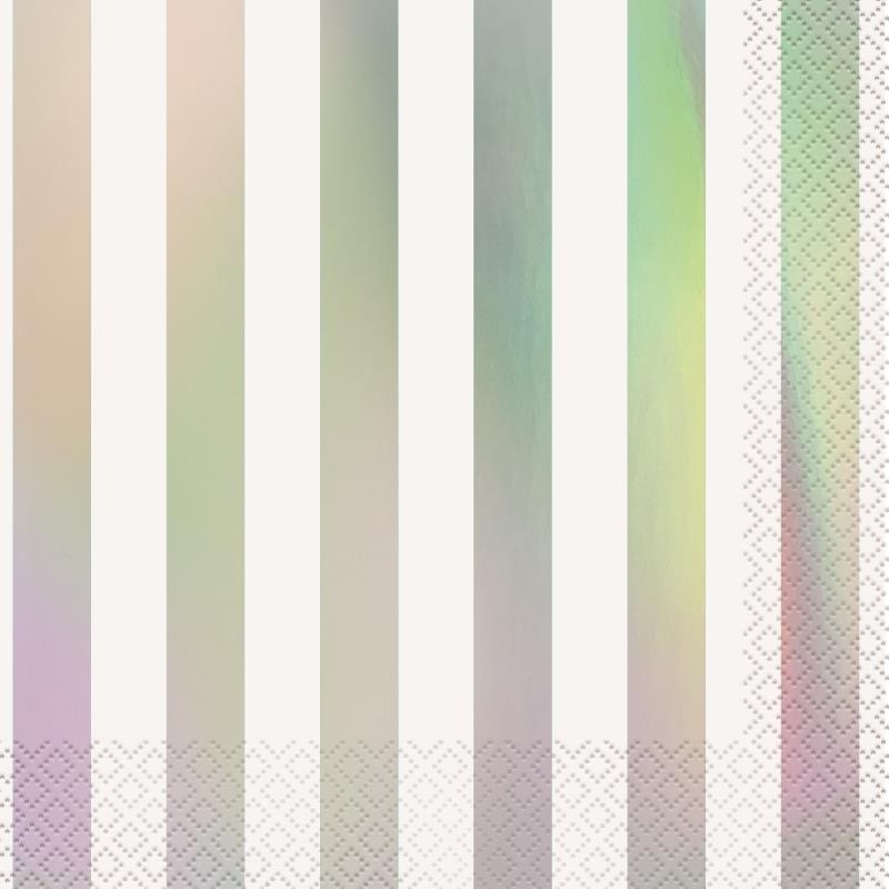 Iridescent Striped Napkins Pack of 16 | Party Save Smile